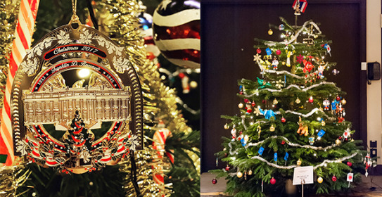 USA har vita husets officiella juldekoration på sin gran. Till höger Thailands julgran på Sheraton Stockholm Hotel.