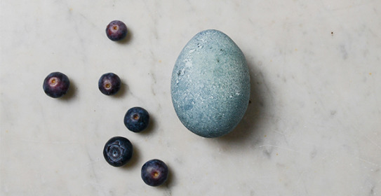 Blåbär ger äggen en vacker blå färg.