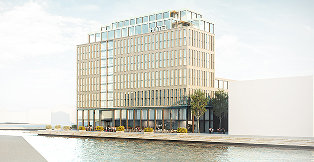 Hotellet kommer att byggas på Universitetskajen i Kalmar.