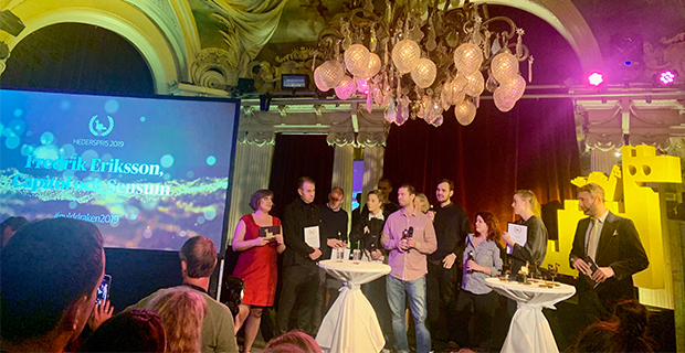 Årets hederspris  gick till Fredrik Eriksson på Långbro värdshus, till restaurang Sensum och Capitol bio och bistro.